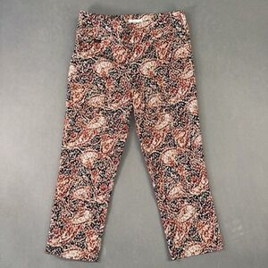 Women's Peck & Peck Straight Leg Paisley Pull-On Pants Multicolor Size 10